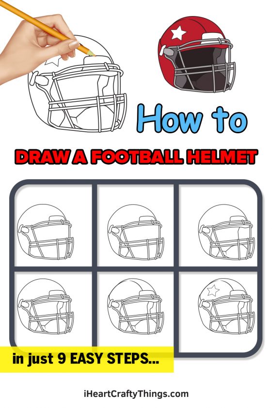 Football Helmet Drawing - How To Draw A Football Helmet Step By Step