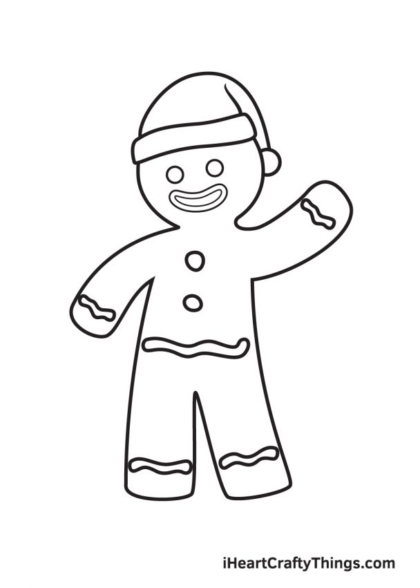 Gingerbread Man Drawing - How To Draw A Gingerbread Man Step By Step