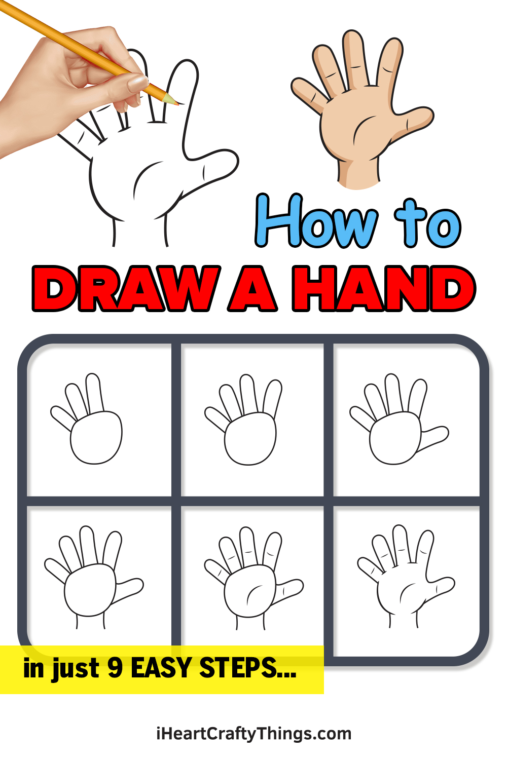 how to draw a hand in 9 easy steps