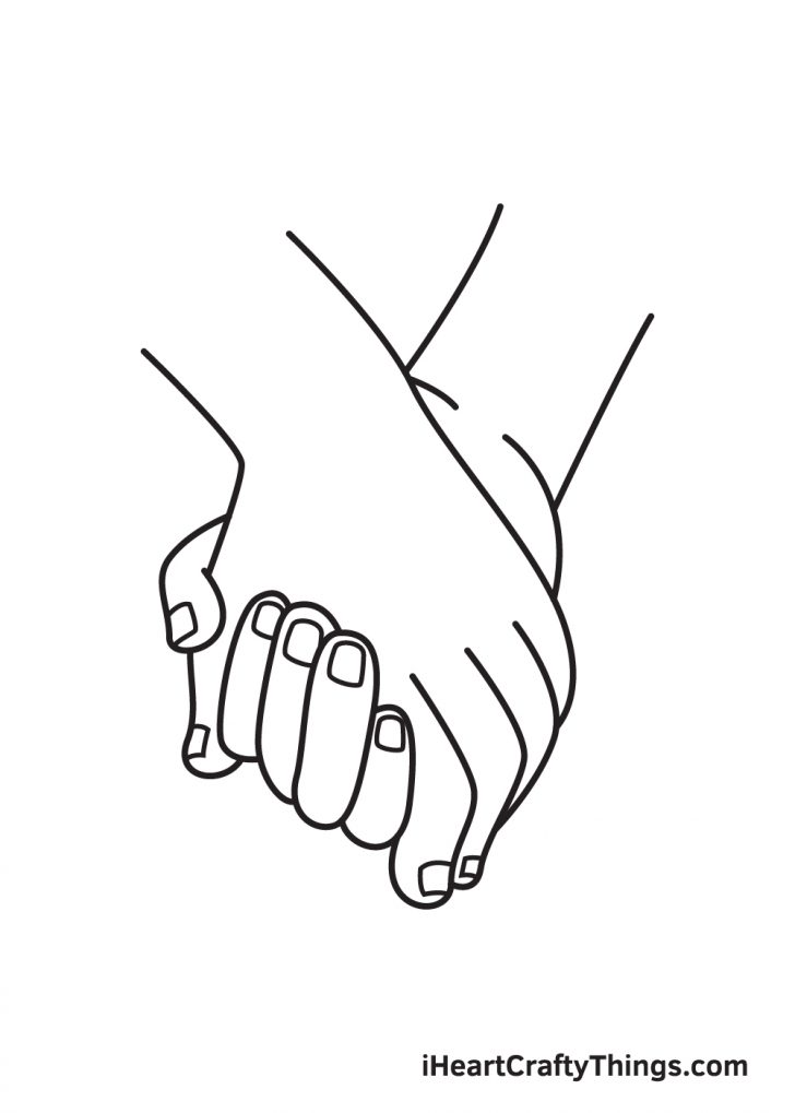 Holding Hands Drawing - How To Draw Holding Hands Step By Step