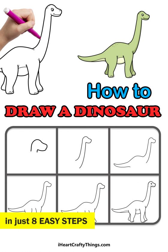 Dinosaur Drawing - How To Draw A Dinosaur Step By Step!