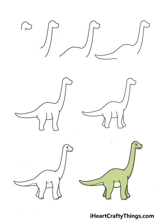 step by step easy dinosaur drawing