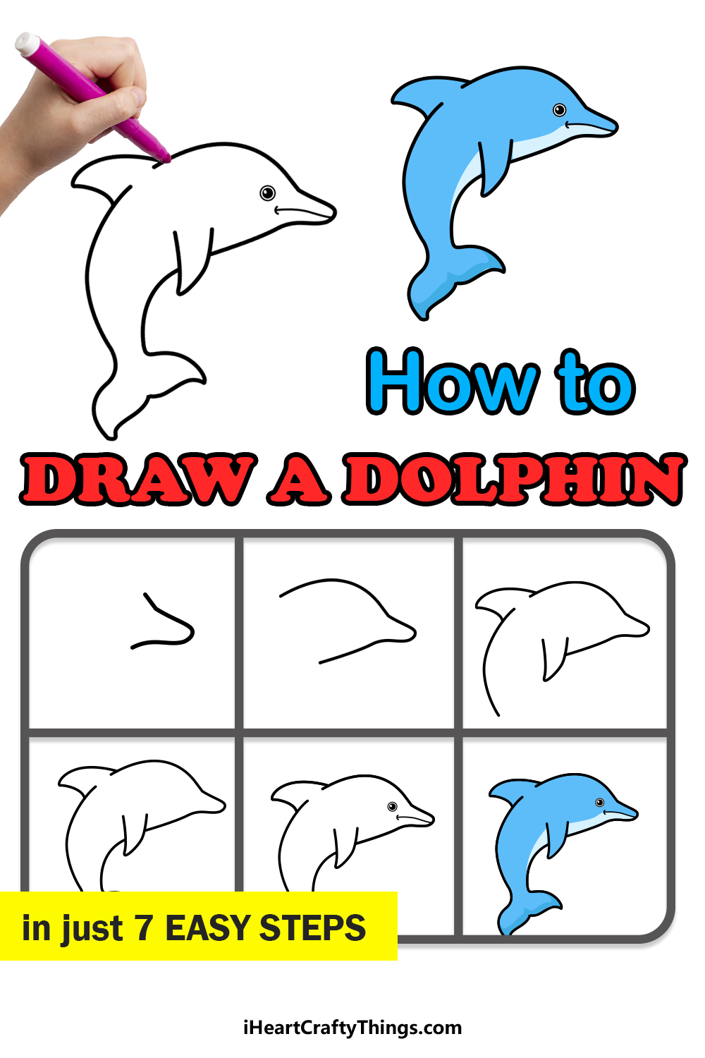 How to Draw a Dolphin Step by Step Tutorial - CraftyThinking