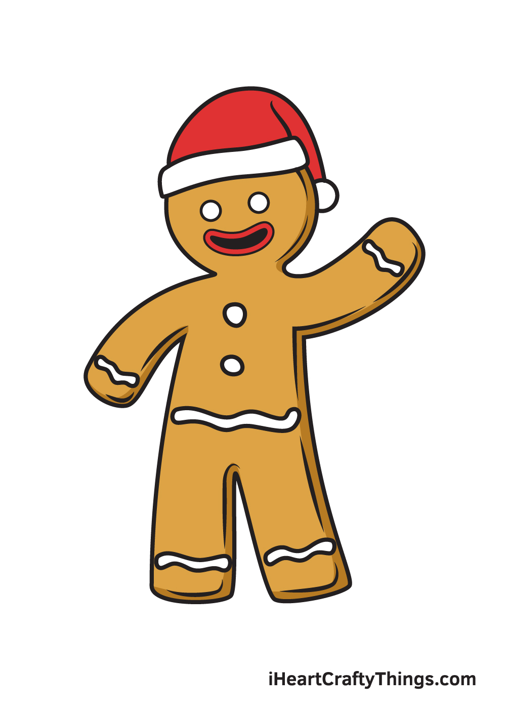 Gingerbread Man Drawing - How To Draw A Gingerbread Man Step By Step