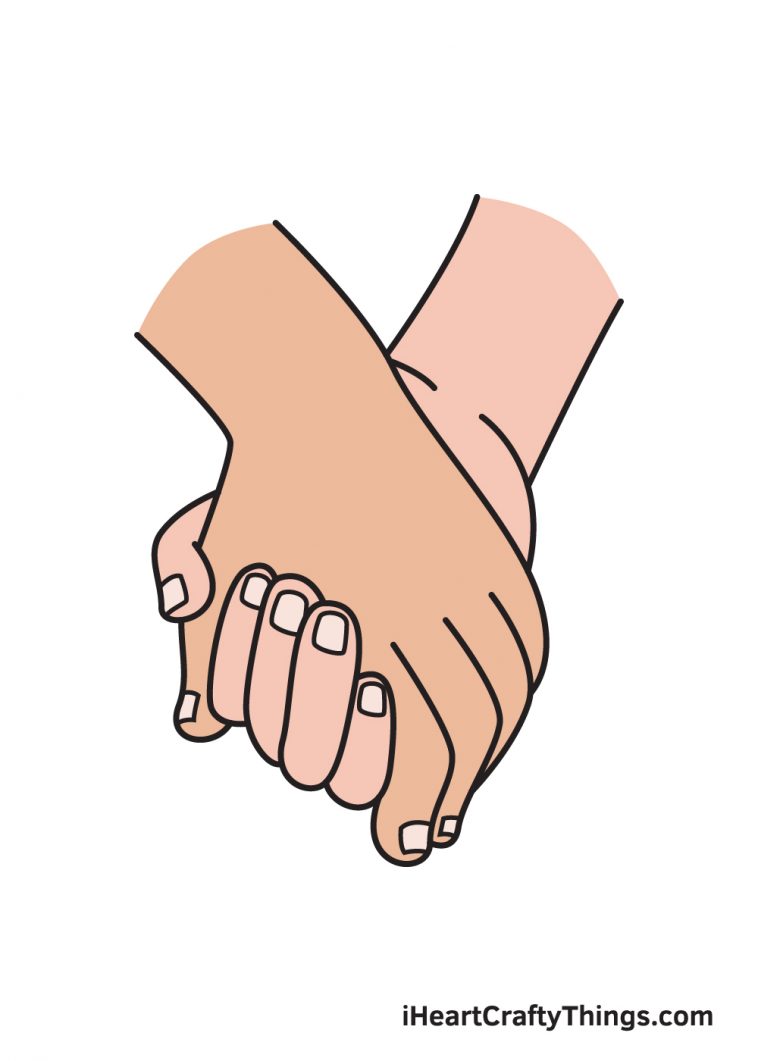 Holding Hands Drawing - How To Draw Holding Hands Step By Step