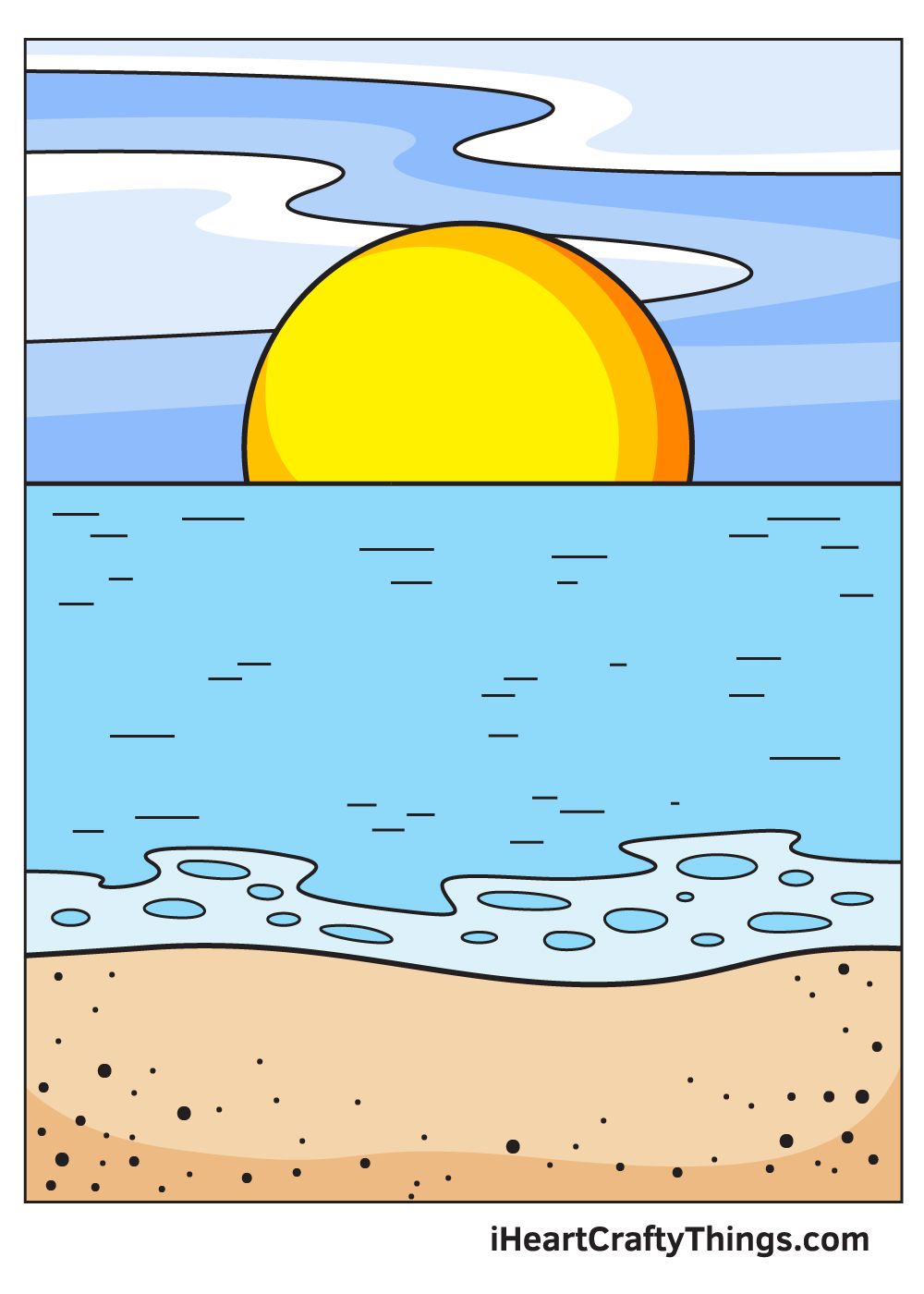 Ocean Drawing — How To Draw An Ocean Step By Step