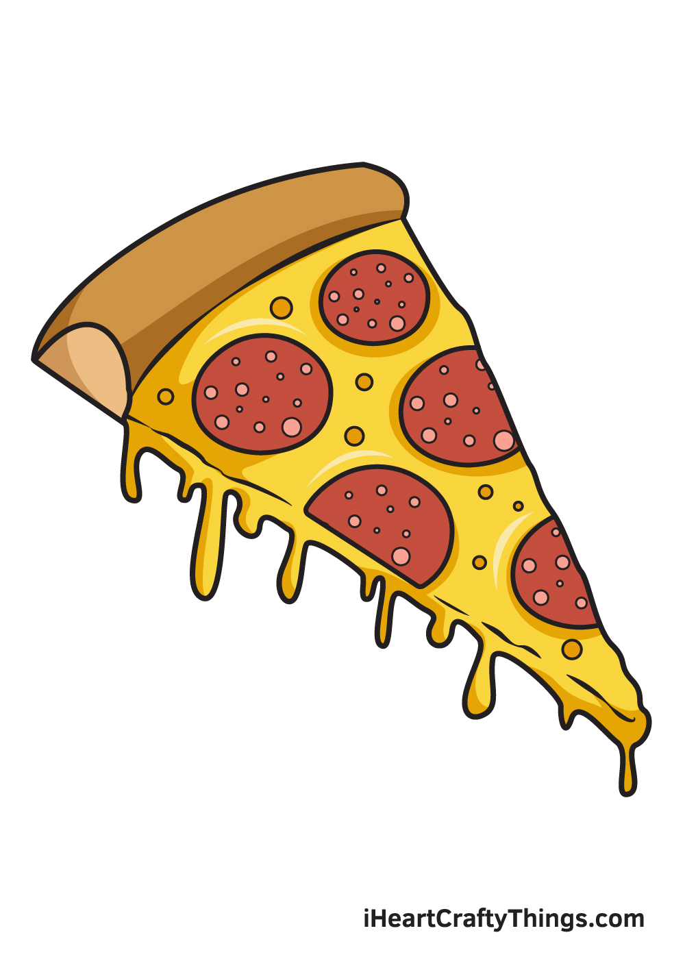 How to draw a cute pizza in 6 EASY STEPS! | Cute pizza, Cute food drawings,  Food drawing easy