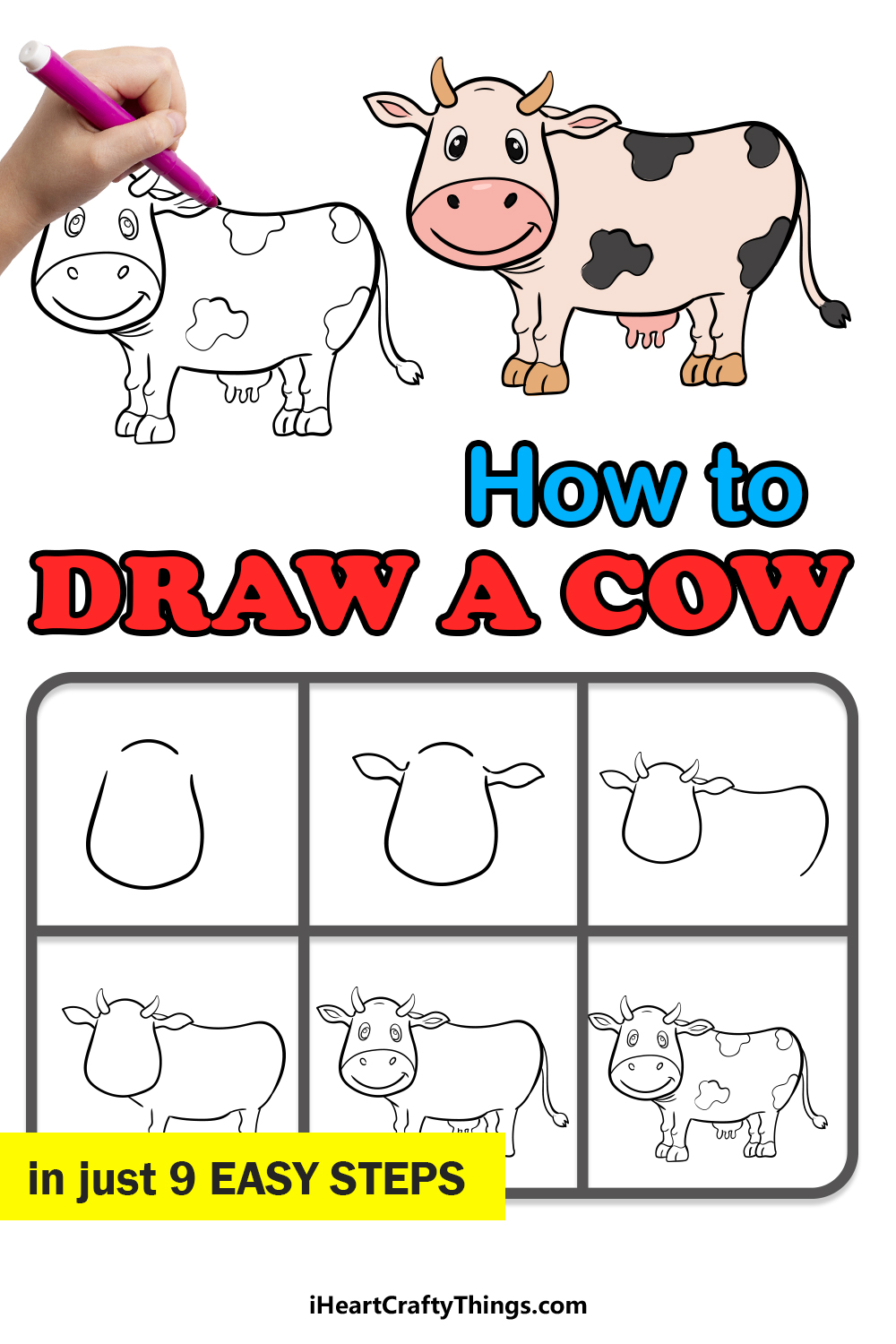 How To Draw A Cow For Kids