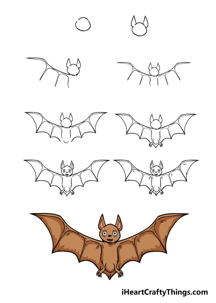 step by step bat drawing