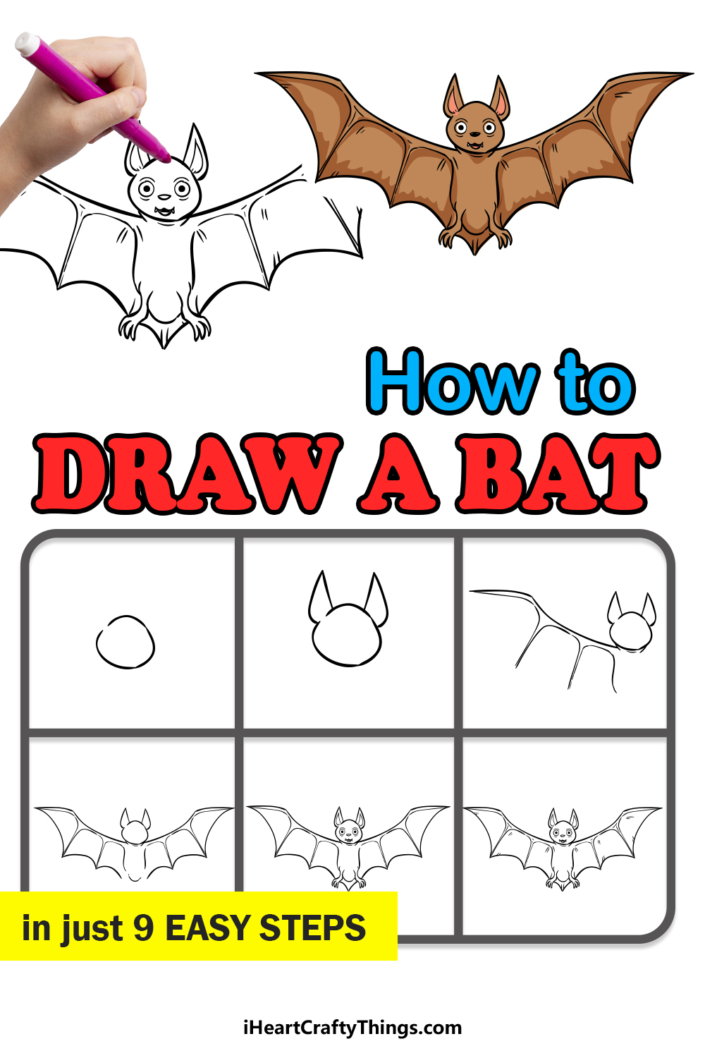 how to draw a bat in 9 easy steps