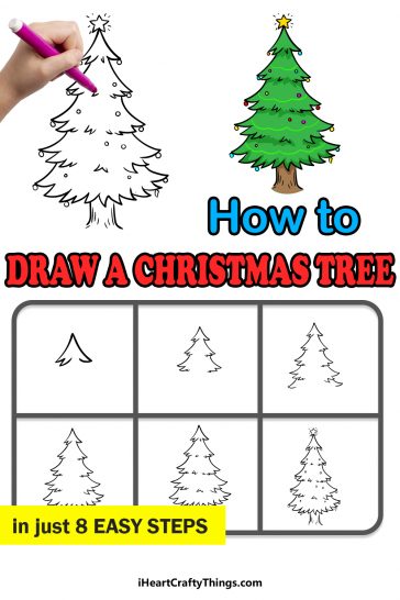 Christmas Tree Drawing - How To Draw A Christmas Tree Step By Step!