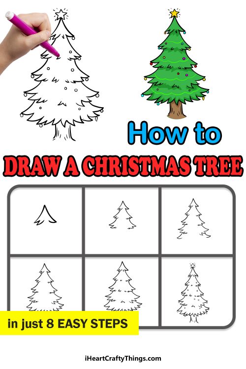 Christmas Tree Drawing - How To Draw A Christmas Tree Step By Step!