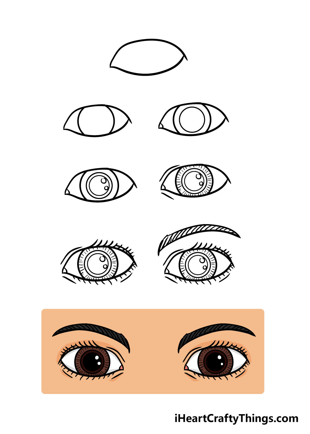 how to draw simple eyes step by step