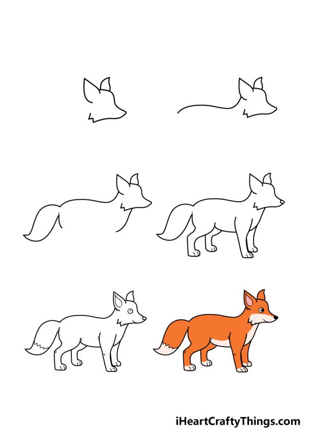 Fox Drawing How To Draw A Fox Step By Step!