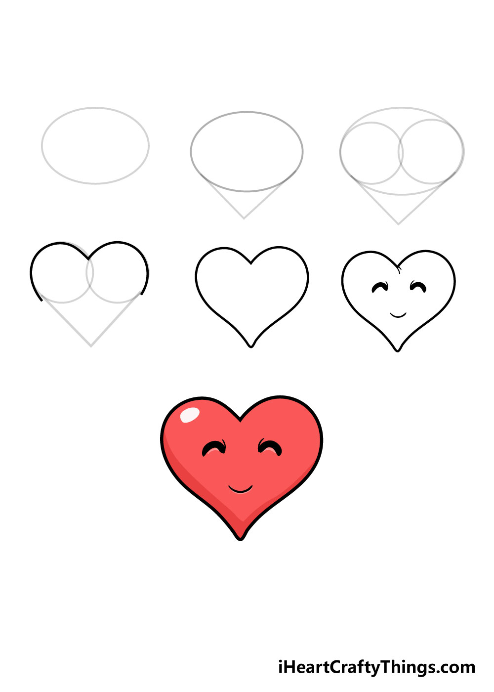 how to draw heart in 7 steps