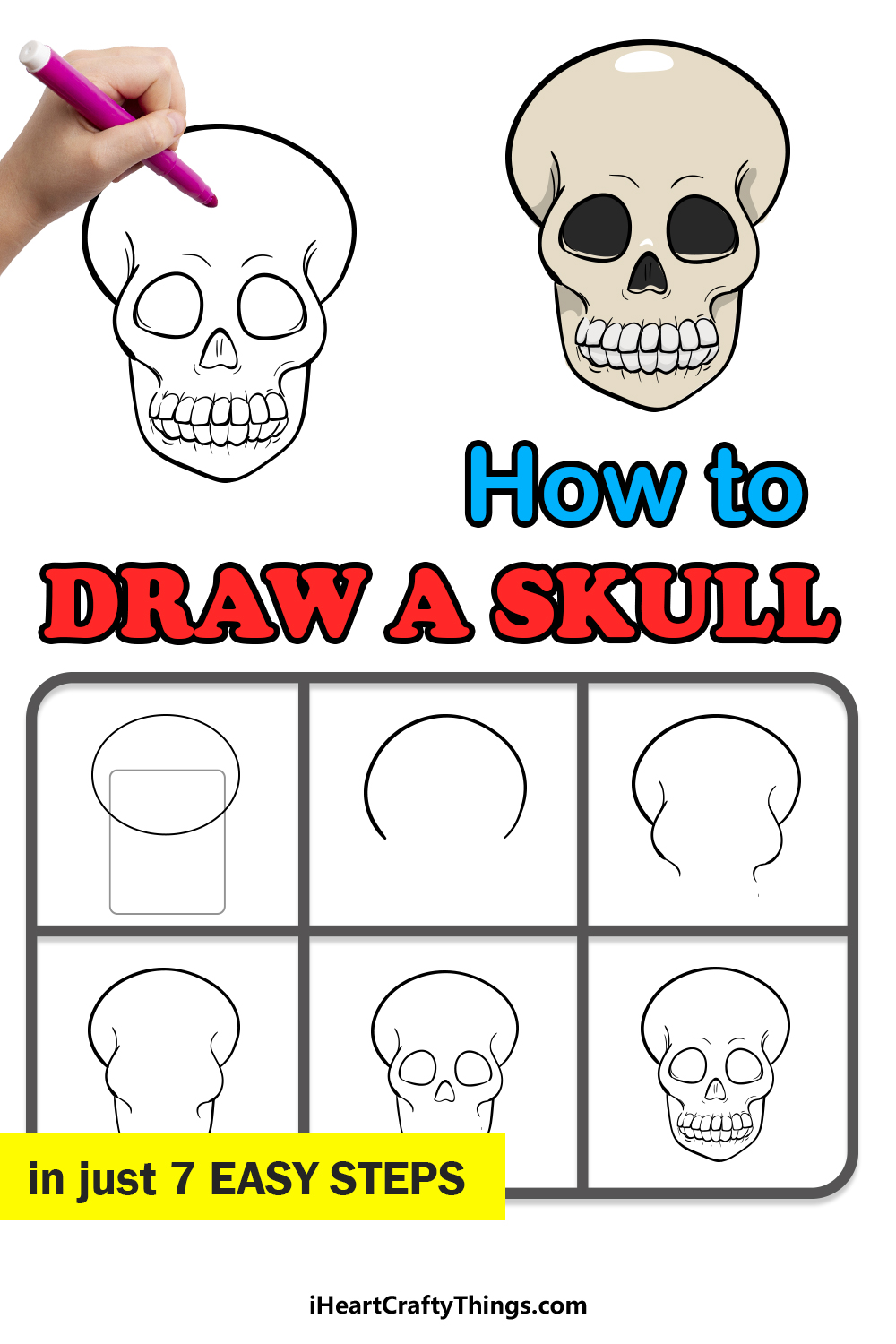 how to draw a skull step by step realistic Olsen