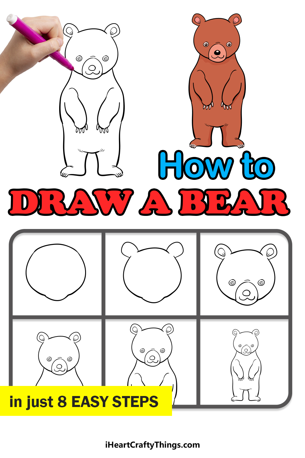 how to draw a bear in 8 easy steps