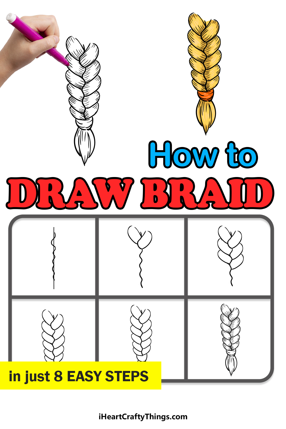 how to draw a braid step by step