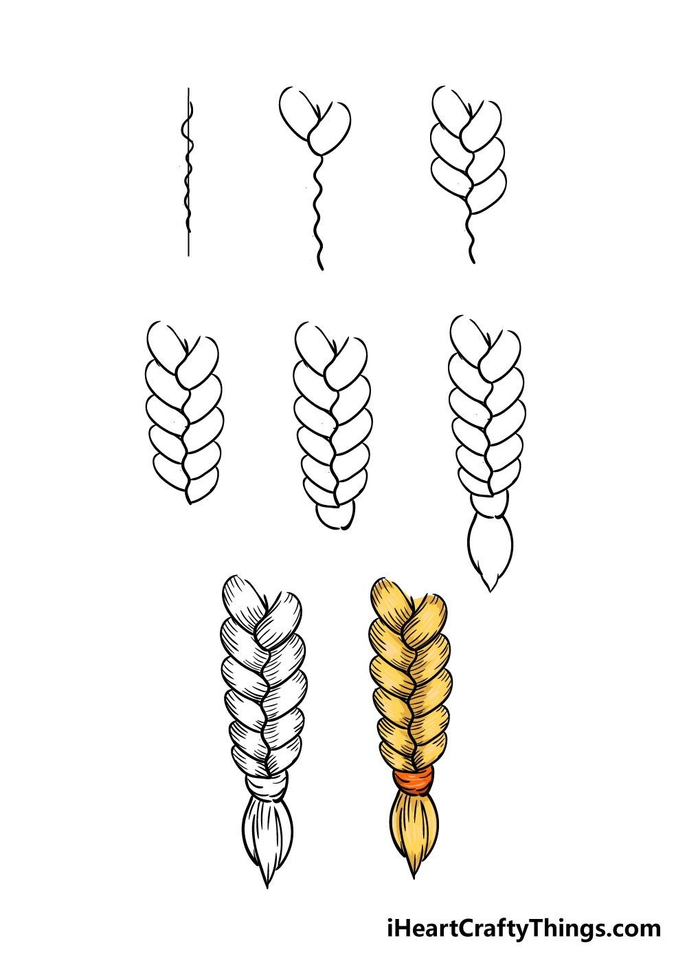 how to draw a braid step by step