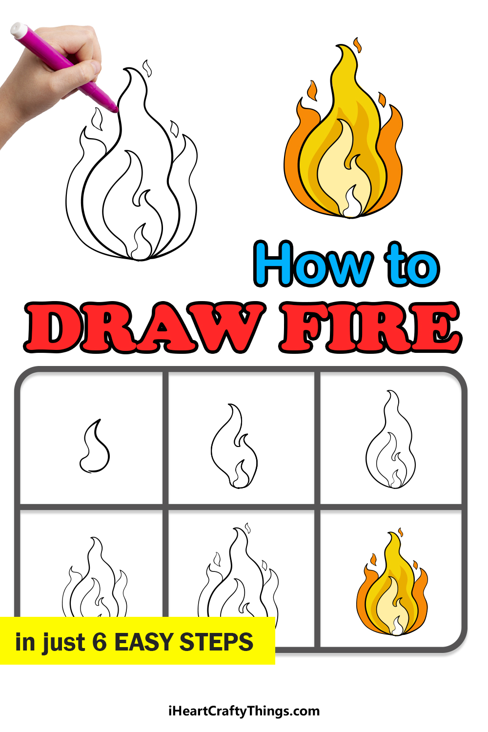 how to draw flames step by step