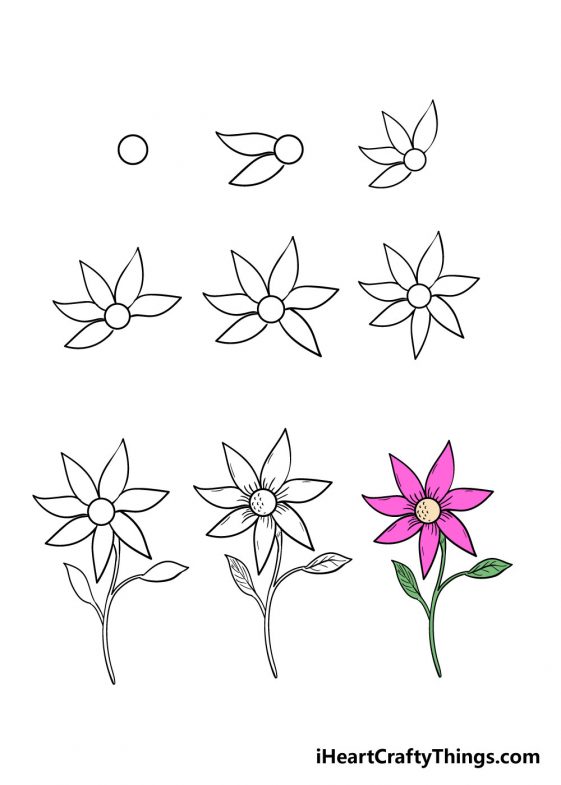 Flower Drawing How To Draw A Flower Step By Step 