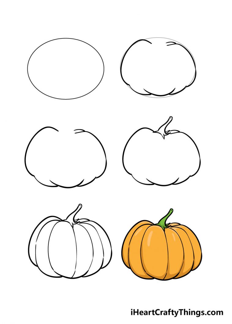 Pumpkin Drawing - How To Draw A Pumpkin Step By Step!