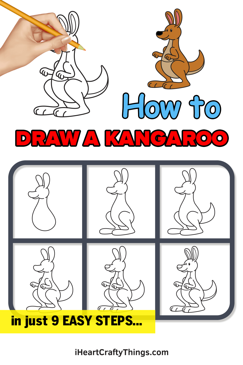 how to draw a kangaroo in 9 easy steps