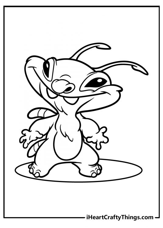 Printable drawing featuring Lilo and Stitch character Holio featured on a spotlight with clear background