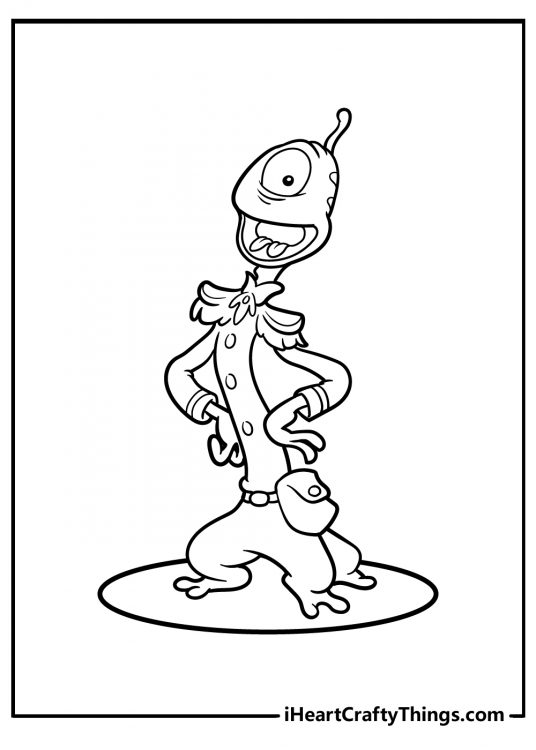 Lilo and Stitch coloring page featuring lively character Pleakley with one big eye and two tongues