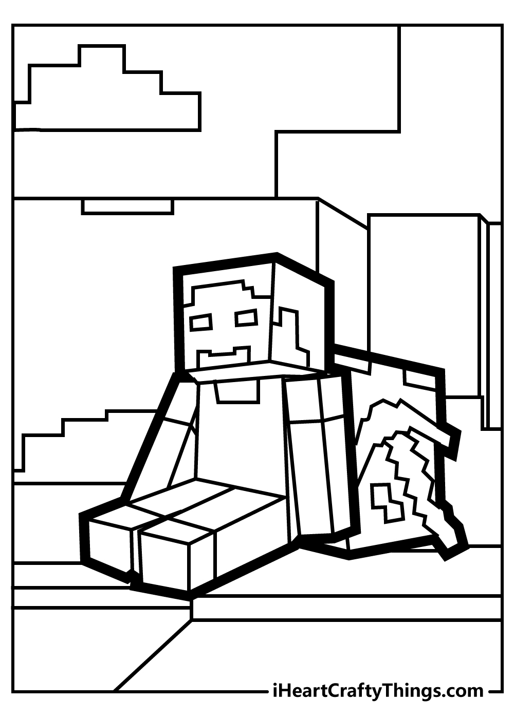 minecraft house coloring page