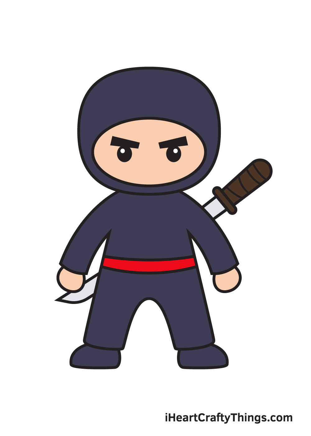 How To Draw Cartoon Ninja - Easy Ninja Cartoon Drawing, HD Png Download ,  Transparent Png Image - PNGitem