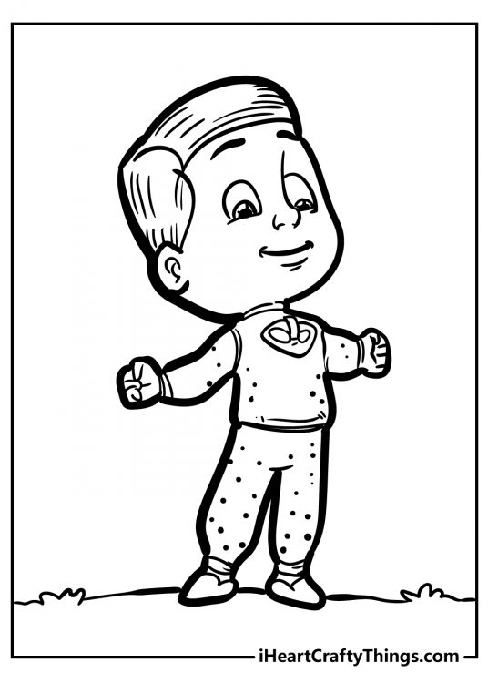 PJ Masks-themed picture to color featuring the unmasked version of Gekko - proud-looking Greg