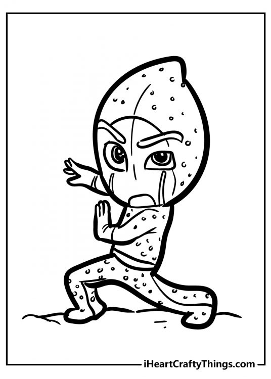 PJ Masks-inspired colorring drawing of a mysterious Night Ninja striking a cool pose