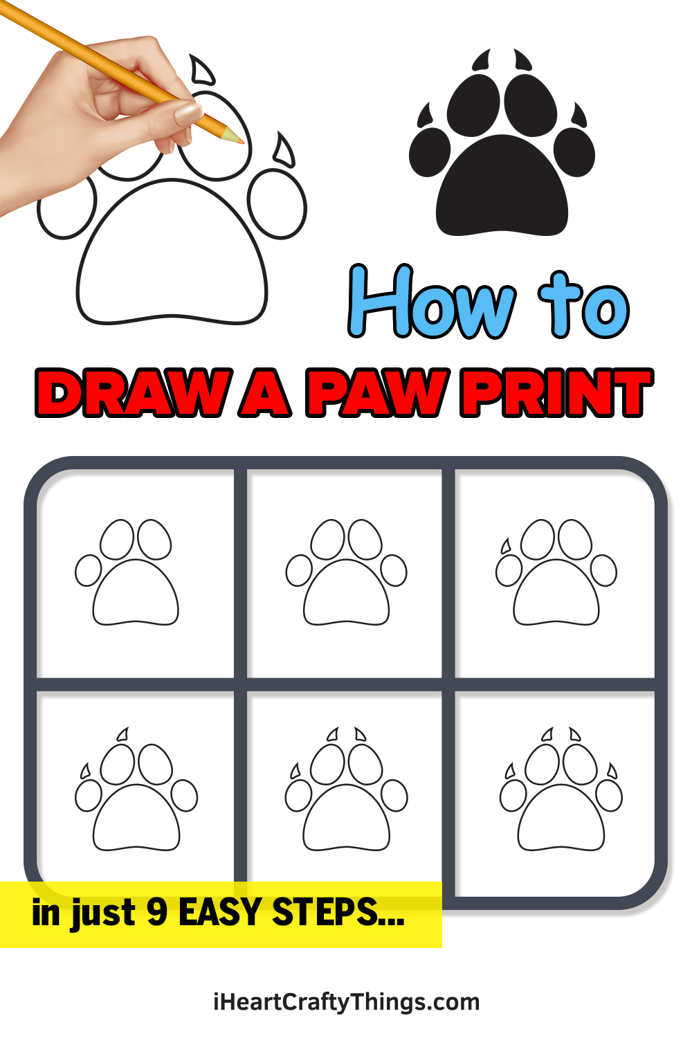 Paw Print Drawing How To Draw A Paw Print Step By Step