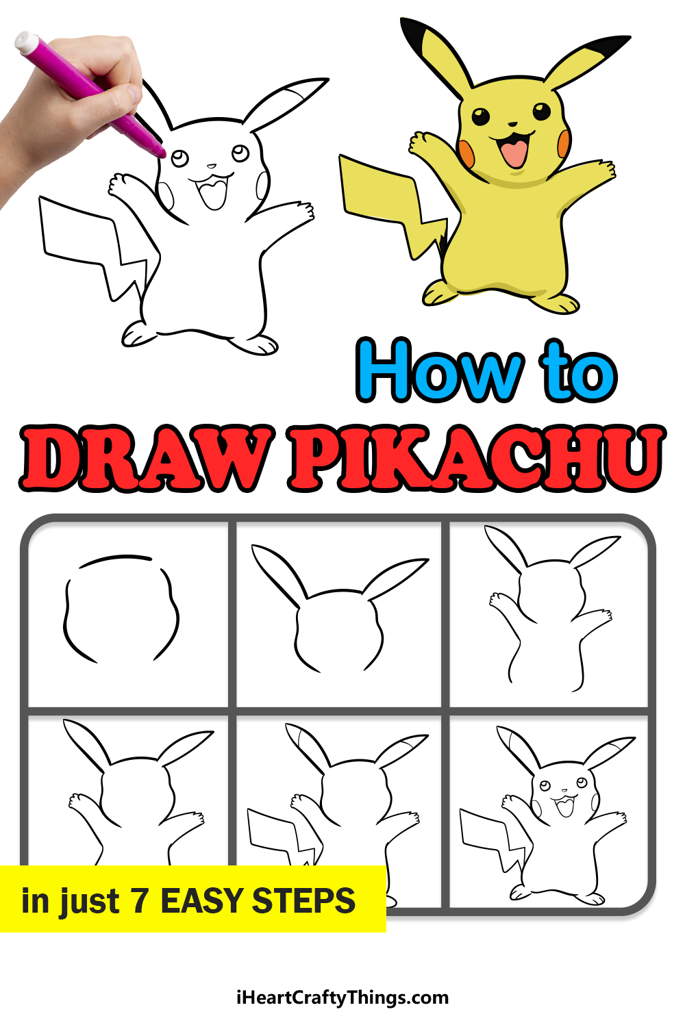 how to draw pikachu in 7 easy steps