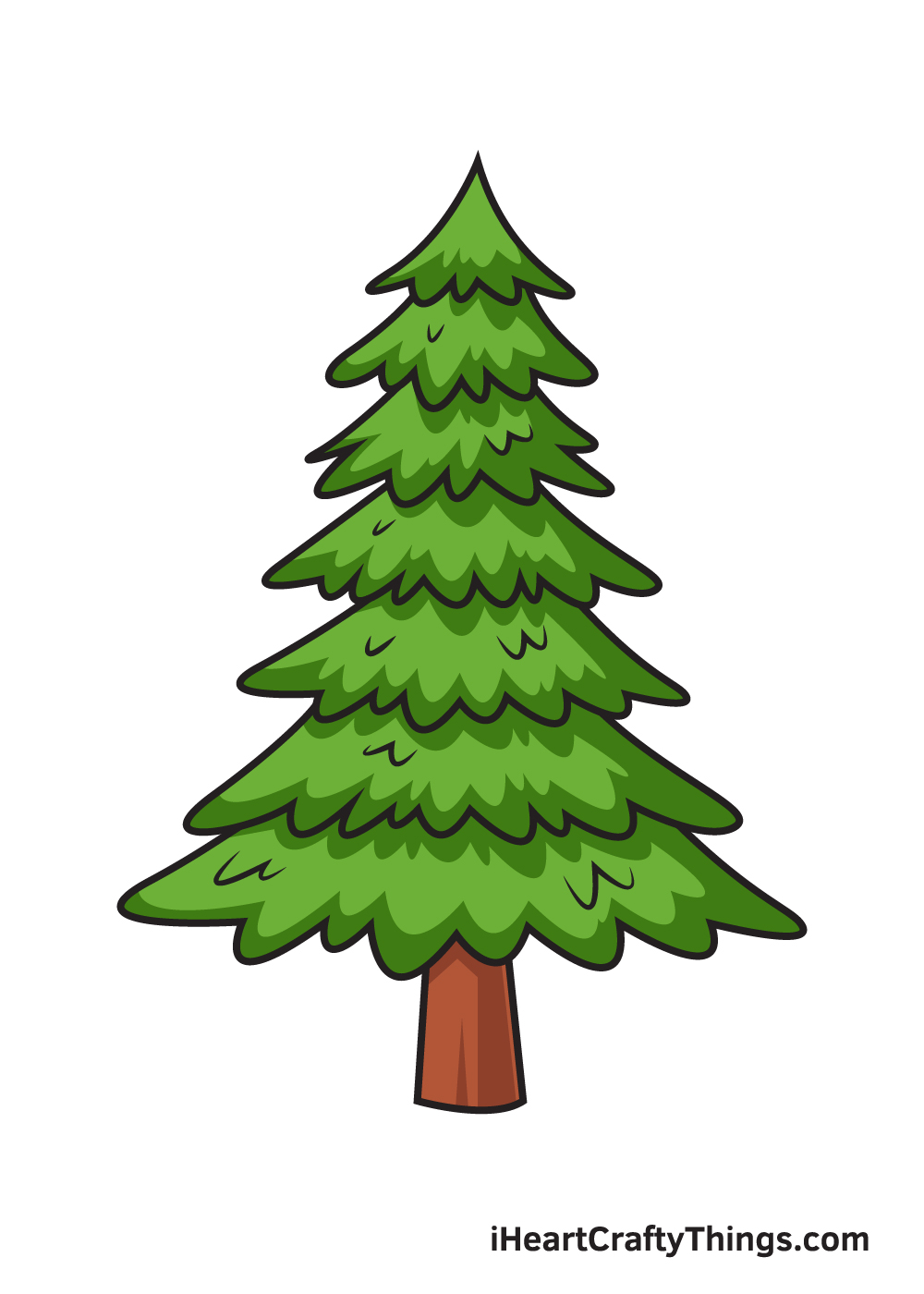 pine tree drawing 9 steps