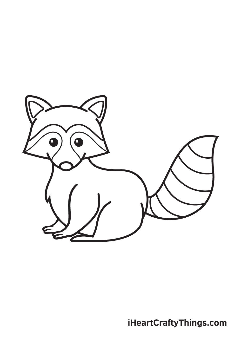 Cute And Cartoonish Raccoon Drawing