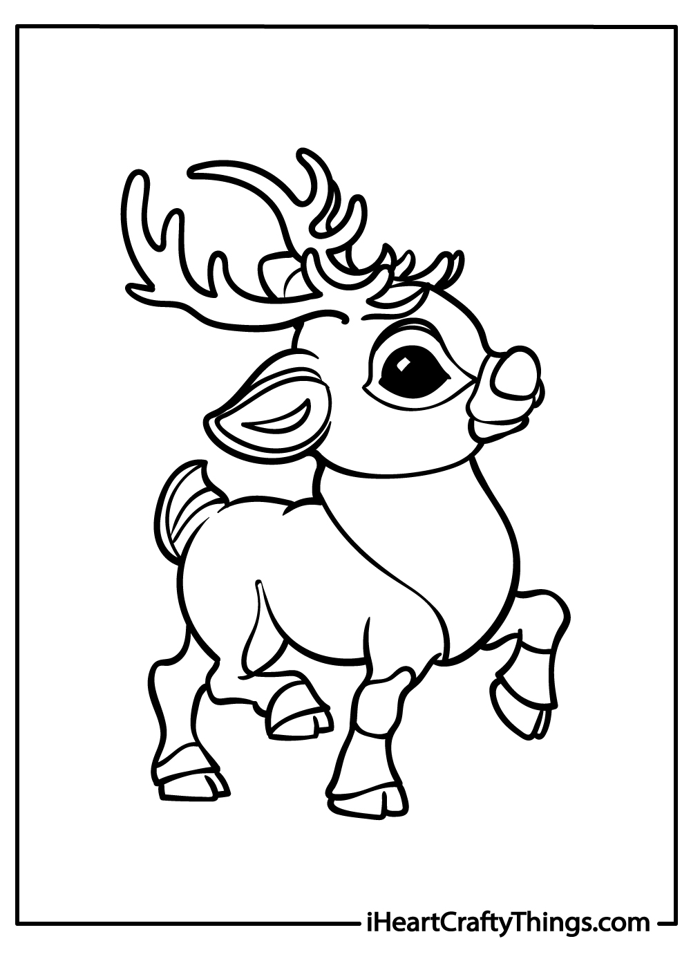 black-and-white christmas reindeer coloring pages for kids