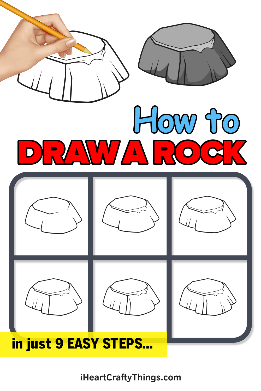 how to draw a rock in 9 easy steps