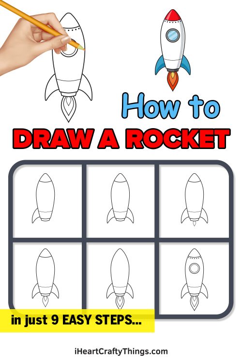 Rocket Drawing - How To Draw A Rocket Step By Step