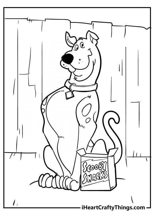 Picture for kids capturing Scooby Doo posing with a well earned box of Scooby snacks
