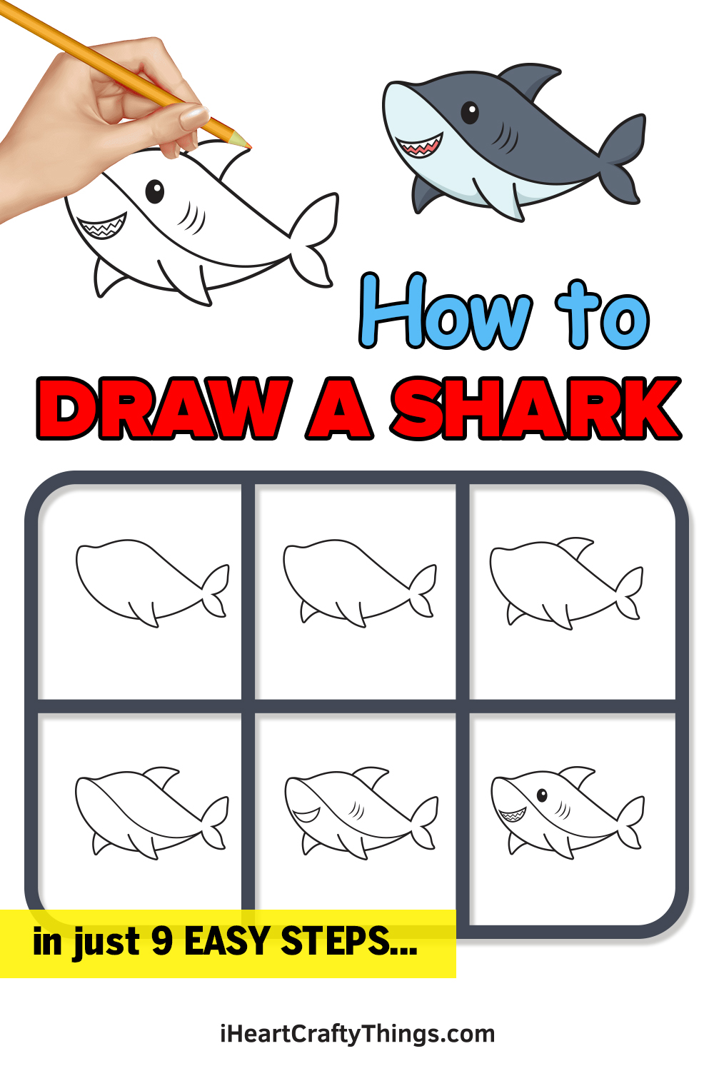 how to draw a shark in 9 easy steps