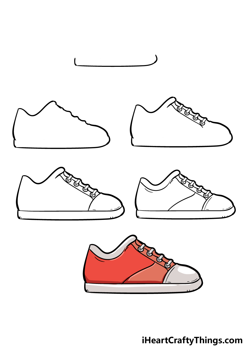 how to draw shoe in 6 steps