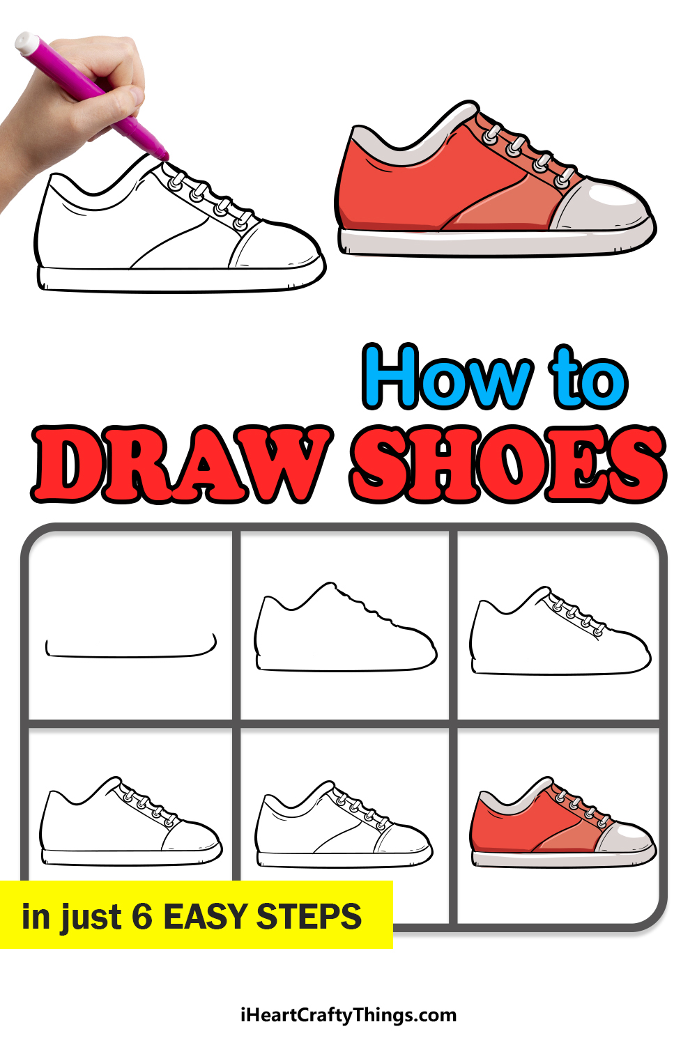 how to draw shoe in 6 easy steps
