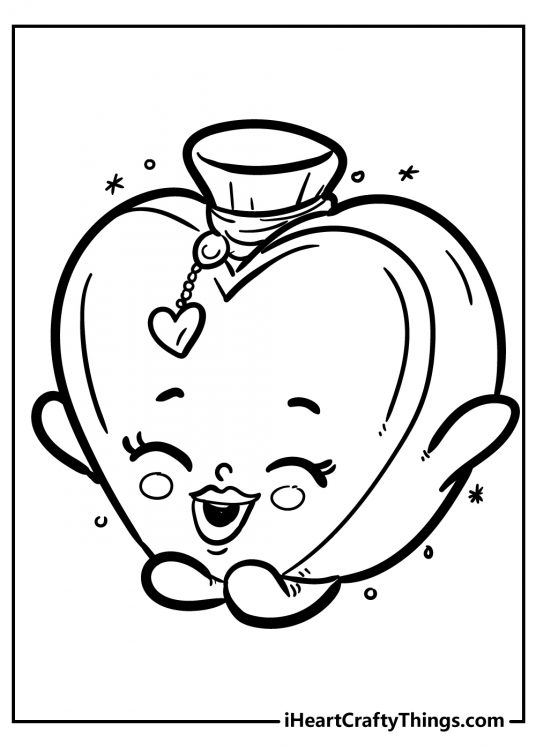 Free printable coloring pdf for kids presenting perfume-themed Shopkin Sally Scent