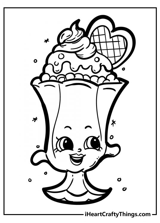 Free printable coloring picture featuring cute milkshake-themed Shopkins character