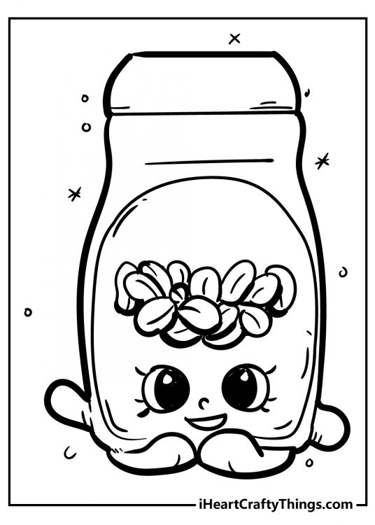Printable coloring image for children of a cute Shopkins character Coffee Toffee