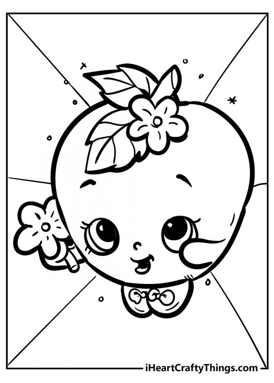 Free Shopkins coloring picture for children featuring lovely character Apple Blossom