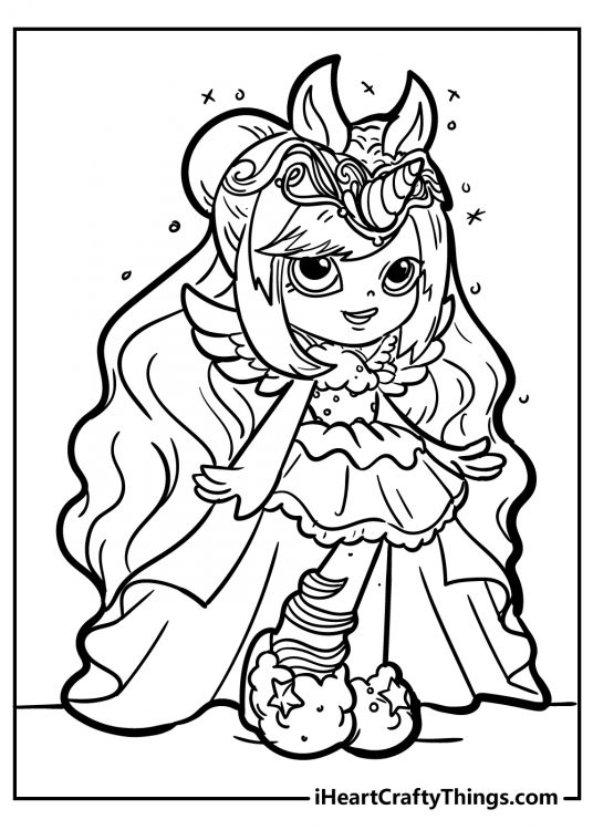 Detailed Shopkins drawing for children presenting unicorn-themed Shoppie Mystabella