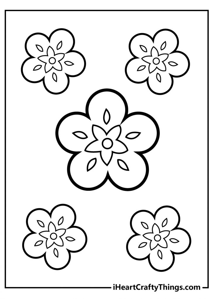 Simple Flower Coloring Pages (100 Free Printables)